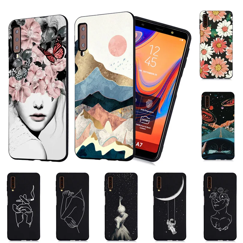 Slim TPU Case For Samsung Galaxy A5 A6 A6+ A7 A750 A8 Plus A9 2018 Silicone Painted Cover |