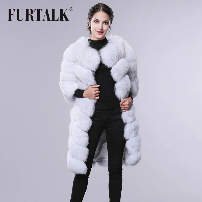 FURTALK 100% Настоящие женщины зима Подлинная Фокс Шуба С 3/4 Рукавом Жилет Одежда