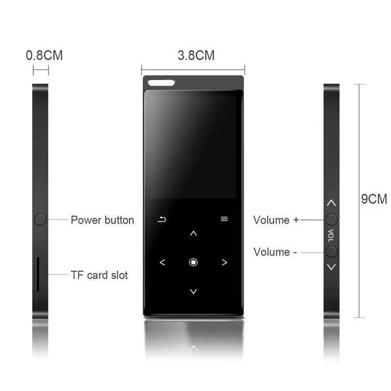 New MP3 Player with Bluetooth Built-in Speaker Touch Key Lossless HiFi Music FM Support SD Card UP To 128GB | Электроника