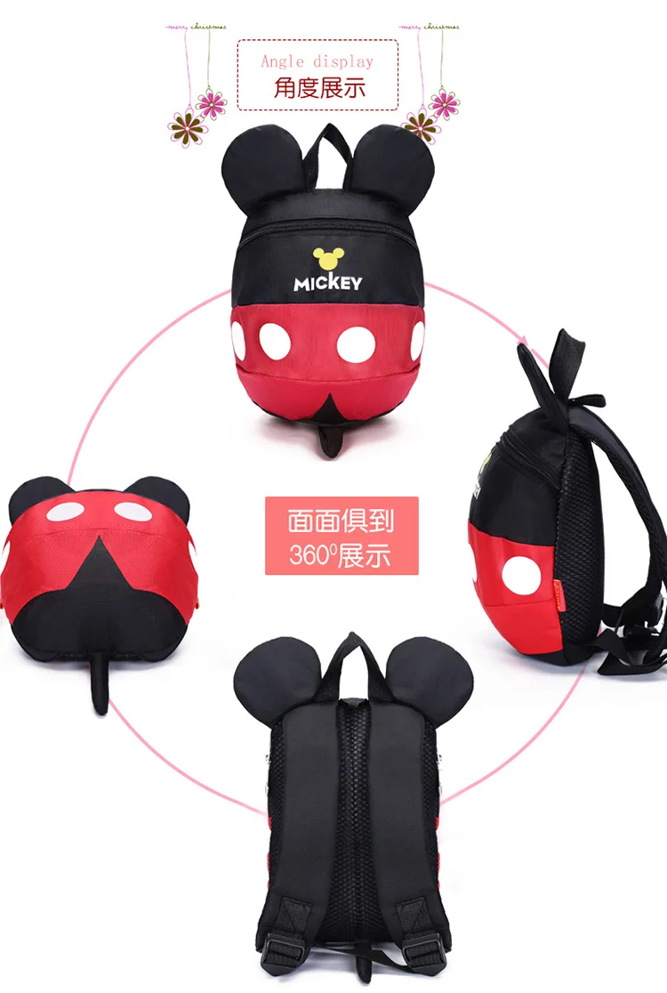 Детский рюкзак disney для детей 1-3 лет, сумка для детей, милый мультяшный Микки, сумка для маленьких мальчиков и девочек с изображением Минни, сумка для детского сада с веревкой против потери