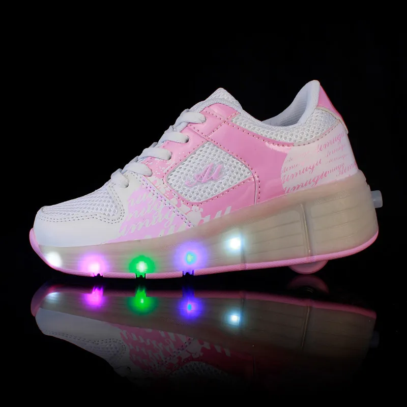 New Black Cheap Child Fashion Girls Boys LED Light Roller Skate Shoes For Children Kids Sneakers With Wheels One wheels | Детская одежда