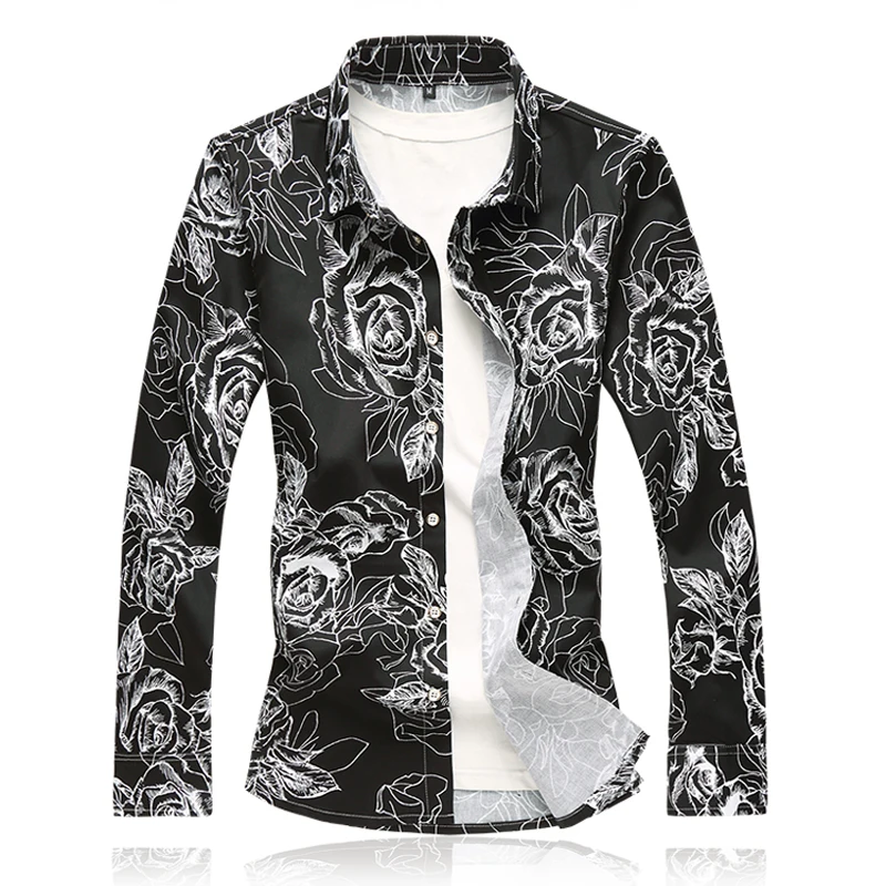 Мужская рубашка с длинным рукавом C102p55 эластичная хлопковая размер M