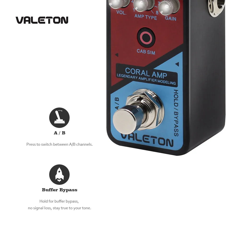 Valeton Amp Modeler гитарная педаль коралловый усилитель из 16 классических и основных моделей гитарного усилителя от винтажного блюза до классического Hi-Gain