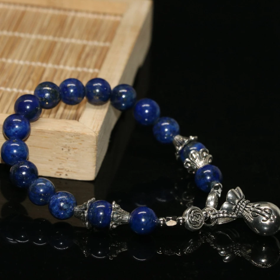 Натуральный голубой ляпис Лазурит Круглые бусины 8 мм женские браслеты