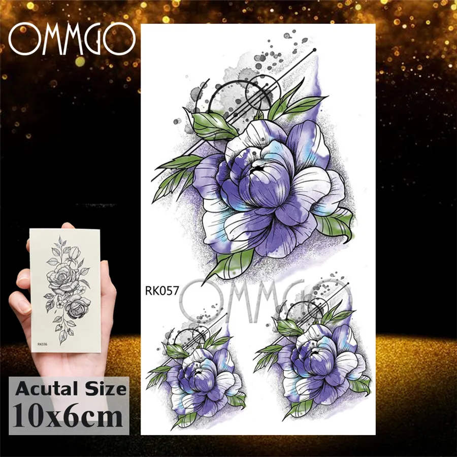 ORK057 OMMGO Tgeometric Круглые Цветочные Emporary татуировки стикер Черная сосна алмаз на заказ татуировки боди-арт фальшивые татуировки луна Гора - Цвет: ORK057