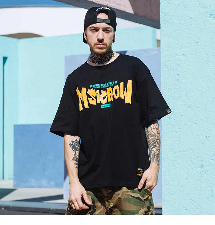 Hip Hop T-Shirt Streetwear Men Retro Print T Shirt Short Sleeve Cotton Top Tee Black Summer Street Wear Funny Tshirt HipHop