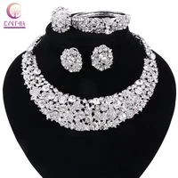 women white crystal jewelry sets with earrings statement necklace boho trendy necklace for party wedding direct selling