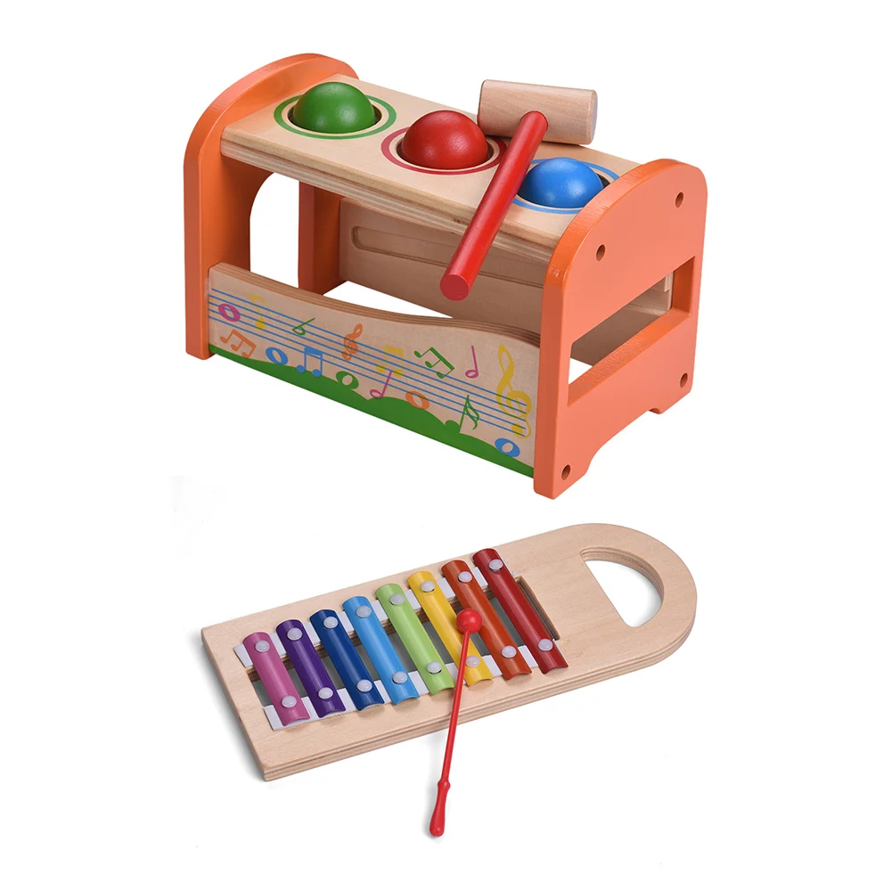 2 в 1 деревянный пруд и коснитесь скамья с выдвижной 8 Примечания Ксилофоны