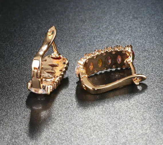 Fashion Europe and America luxury creative toothed colorful zircon earrings temperament elegant ladies | Украшения и аксессуары