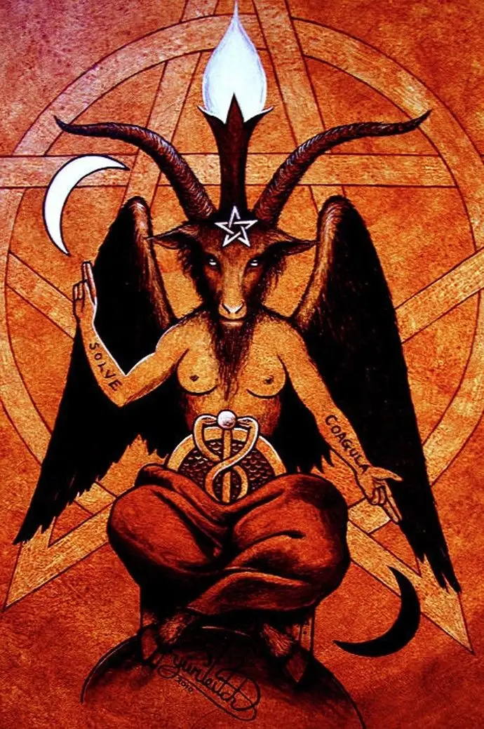 Домашний декор Baphomet 1-1 Шелковый художественный плакат настенный мерцающий