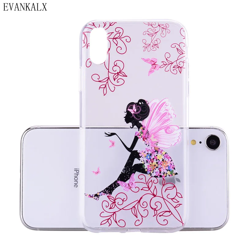 Kisstop Бабочка девушка узорчатый прозрачный мягкий Силиконовый ТПУ чехол для