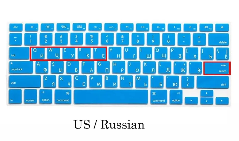 US Russia Blue EU/US Мягкий силиконовый чехол для Macbook Pro 13 15 CD rom Клавиатура Обложка в русском стиле для Macbook Pro 13 15 A1278 A1286 Русская клавиатура - Цвет: US Russia Blue
