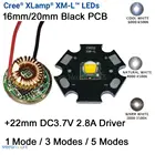 Светодиодный излучатель Cree XM-L T6, 10 Вт, холодный белый, нейтральный белый, теплый белый, 20 мм, черная печатная плата + 22 мм, 2,8 А, 1 режим3 режима5 режимов, Диммируемый драйвер