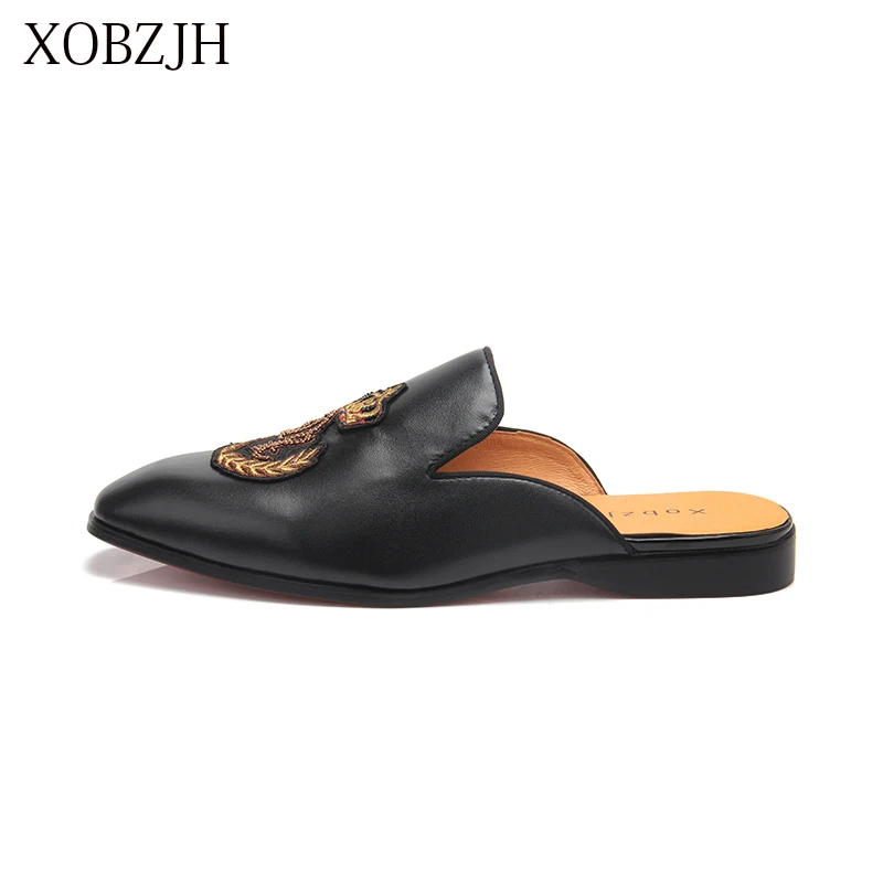 XOBZJH 2019 Men Shoes Man Summer Party New Handmade Leisure Flats Leather Loafers Black Size | Обувь
