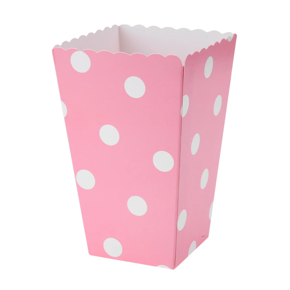 Dot Pink Красочные мини вечерние бумажные коробки для попкорна конфет Сувениры Сумки Свадьба День рождения фильм вечерние принадлежности 12 шт конфеты закуски пользу бумажный пакет - Цвет: Dot Pink