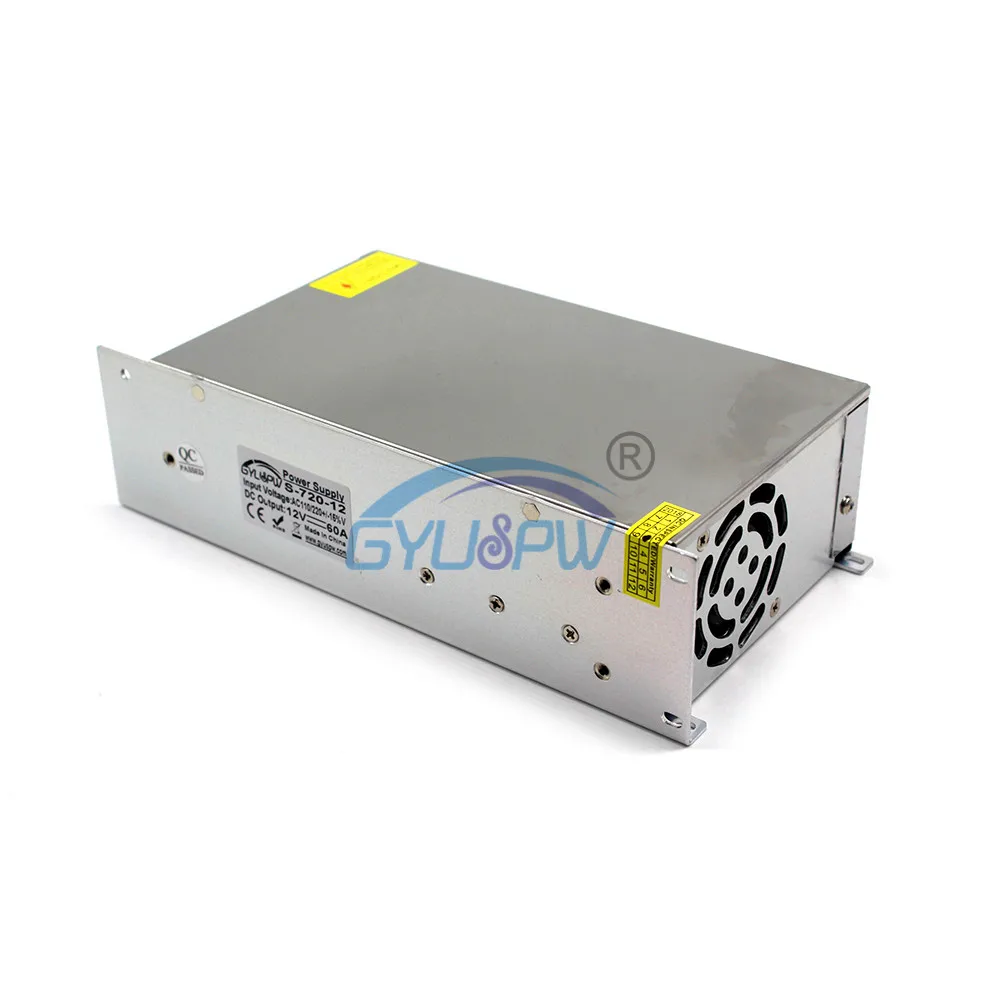 Одиночный выход 720W 60A 12V DC Блок питания Переключение трансформаторов AC110V 220V к DC12V