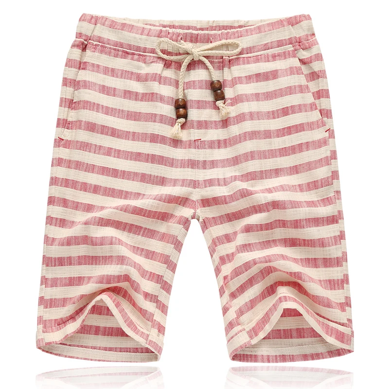 

2020 new brand summer men linen pants casual calf length pants grey striped cotton flax male tide beach men thin size L-5XL
