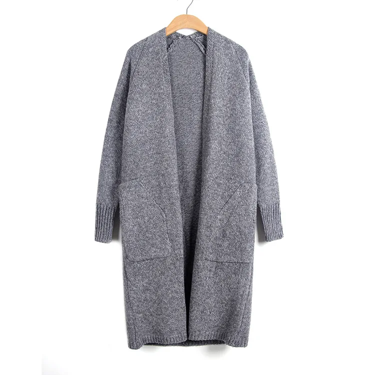 light gray Женский свитер, вязаный кардиган, свободный, большой размер, v-образный вырез, рукав летучая мышь, длинные свитера, осень и зима, Vestidos MMY50192 - Цвет: light gray