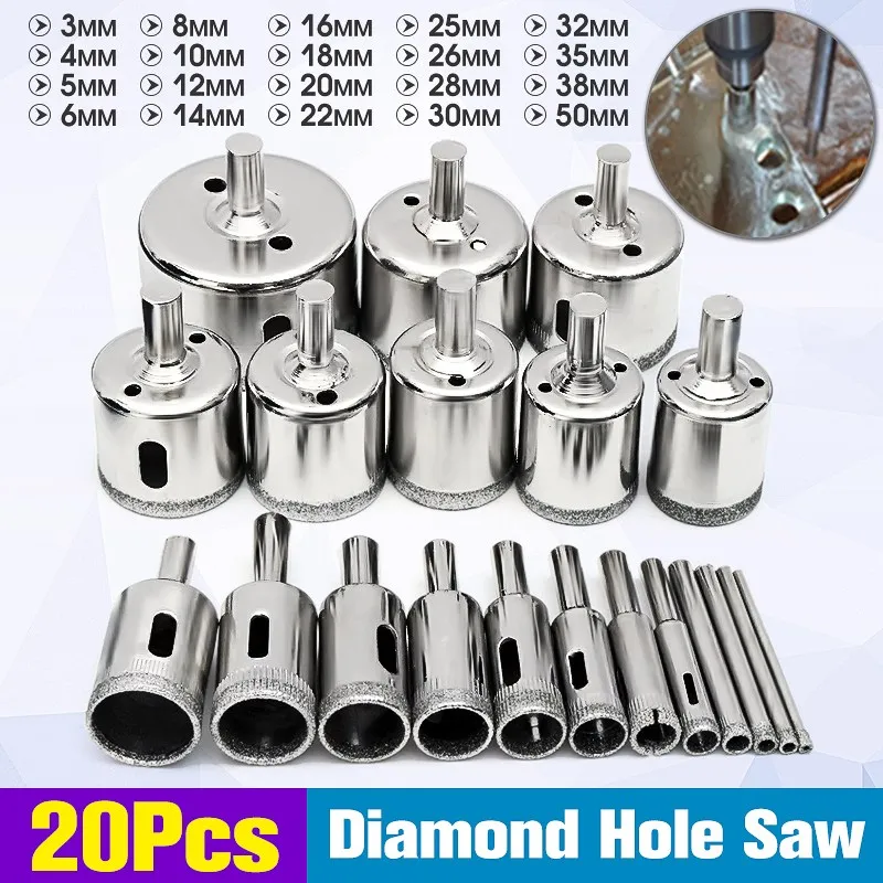 Набор алмазных сверл 20 шт 3 50 мм|diamond drill bit set|drill setmarbles granites |