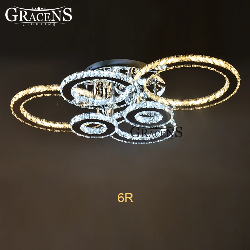 Современная светодиодная люстра светильник с кристаллами кольцевой