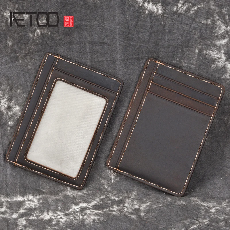 Новинка кожаная карта AETOO Baotou layer mad horse Воловья кожа комплект карт для денег с