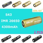 2 шт. GOLISI S43 IMR 26650 4300 мАч 3,7 в CDR 30AМакс 40A Высокая емкость аккумуляторная батарея для вейпа, фонарика, налобного фонаря, игрушки