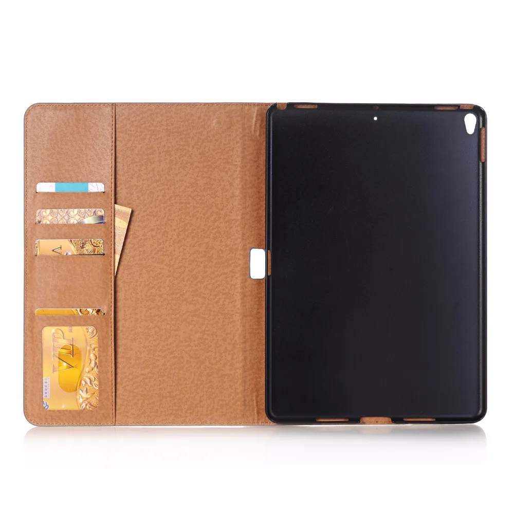 Для iPad Pro 10,5 дюймов Чехол, роскошный кожаный чехол-книжка с прошивкой, подставка, держатель-книжка, держатель для карт, кошелек, высокое качество