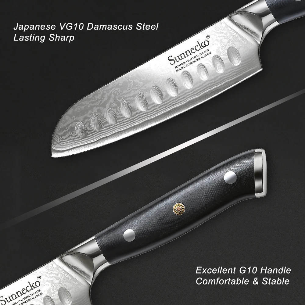 SUNNECKO 5 &quotнож Santoku кухонные ножи 73 слоя японский Дамаск VG10 стальная бритва острый