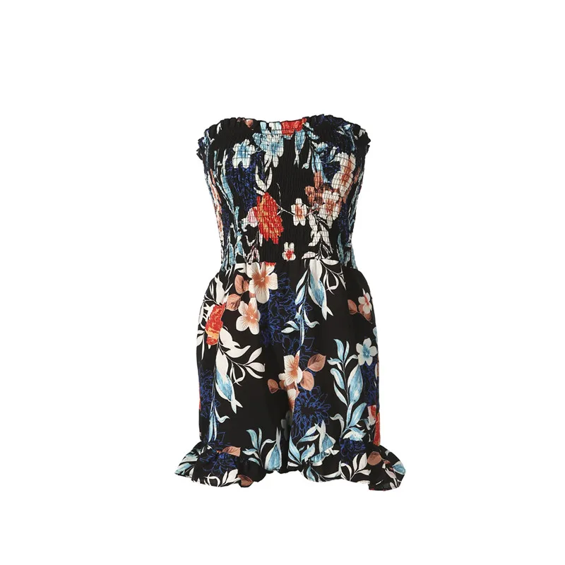 Летний богемный Модный комбинезон с цветочным принтом пикантный женский без