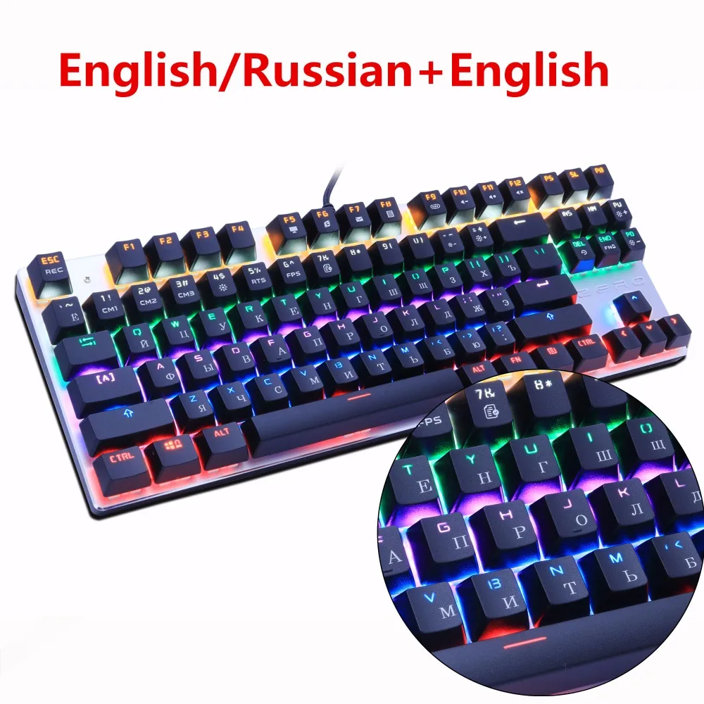 metoo edition mechanical keyboard 87 keys blue switch gaming keyboards for tablet desktop russian sticker free global shipping