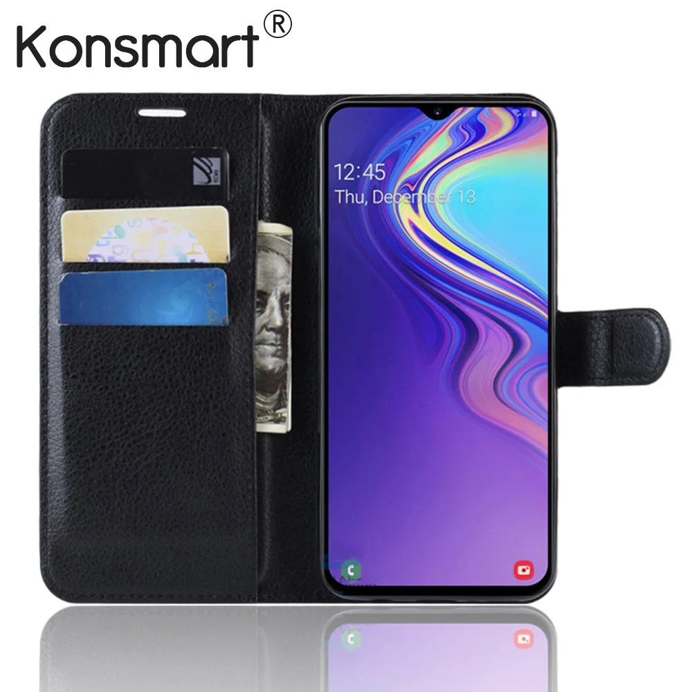Кожаный флип чехол KONSMART для Galaxy M10 M20 защитный книжка Samsung задняя крышка оболочка