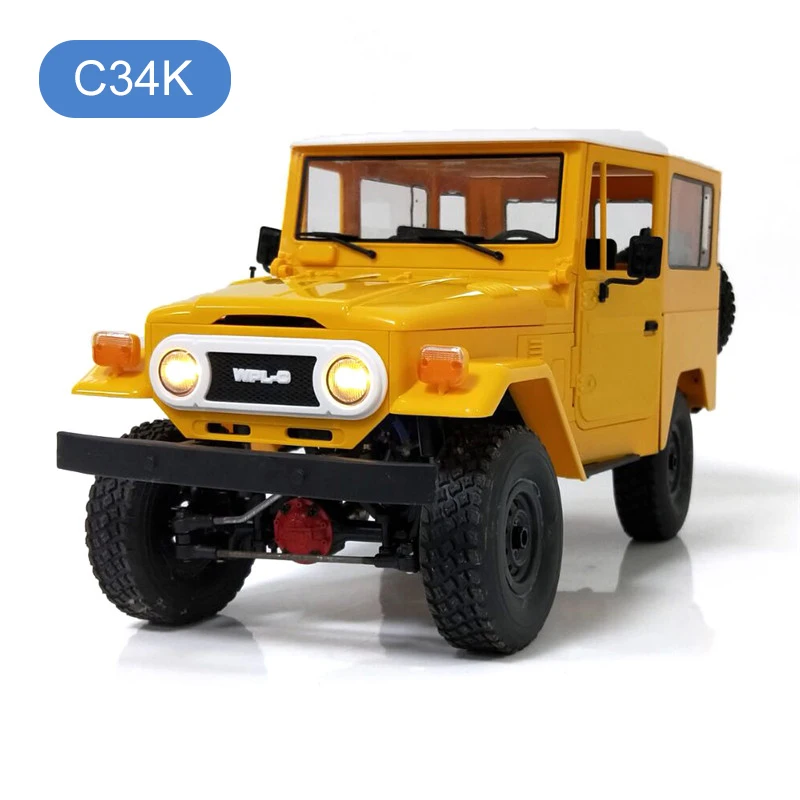 yellow C34K WPL C34/C34K/C34KM 1/16 RTR 4WD 2,4G Buggy Crawler внедорожный Радиоуправляемый автомобиль 2CH с головным светильник пластиковые металлические модели автомобилей игрушка Радиоуправляемый автомобиль - Цвет: yellow C34K