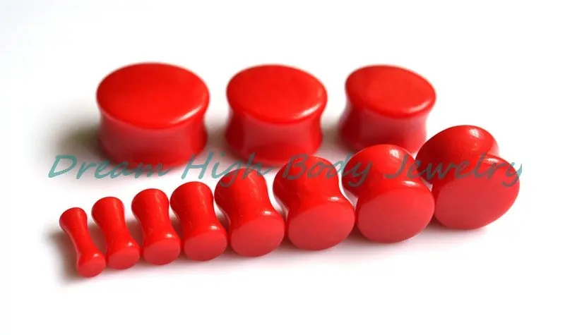 

Free Shipping Red Double Flare Ear Plug Saddle Flesh Tunnel Taper Stretching UV Acrylic 3-20mm Earring Piercing Jewelry Expander