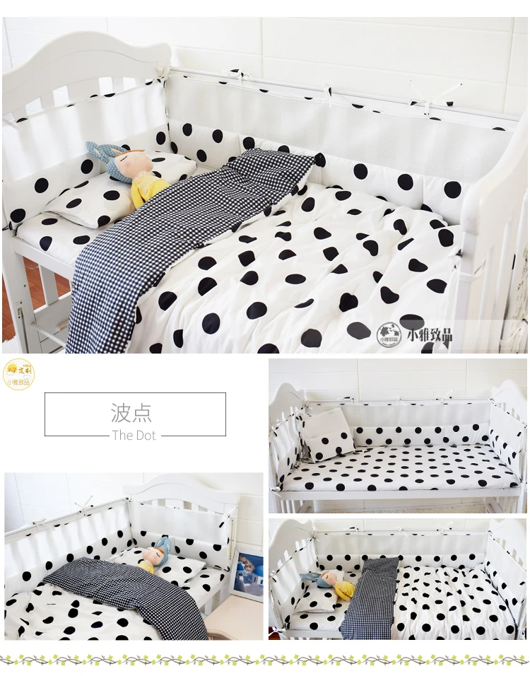 

Infant Nursery Cot Bedding Set Baby Cot Bedding Bumper Organizer Crib Bumpers 4 Pieces Bumpers Pillowcase Qulit Cover Crib Sheet