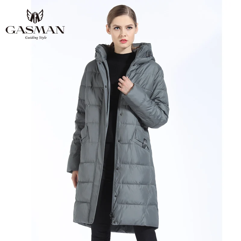 GASMAN Новая Зимняя Коллекция 2018 Женские Пуховики Длинные Зимние С Капюшоном