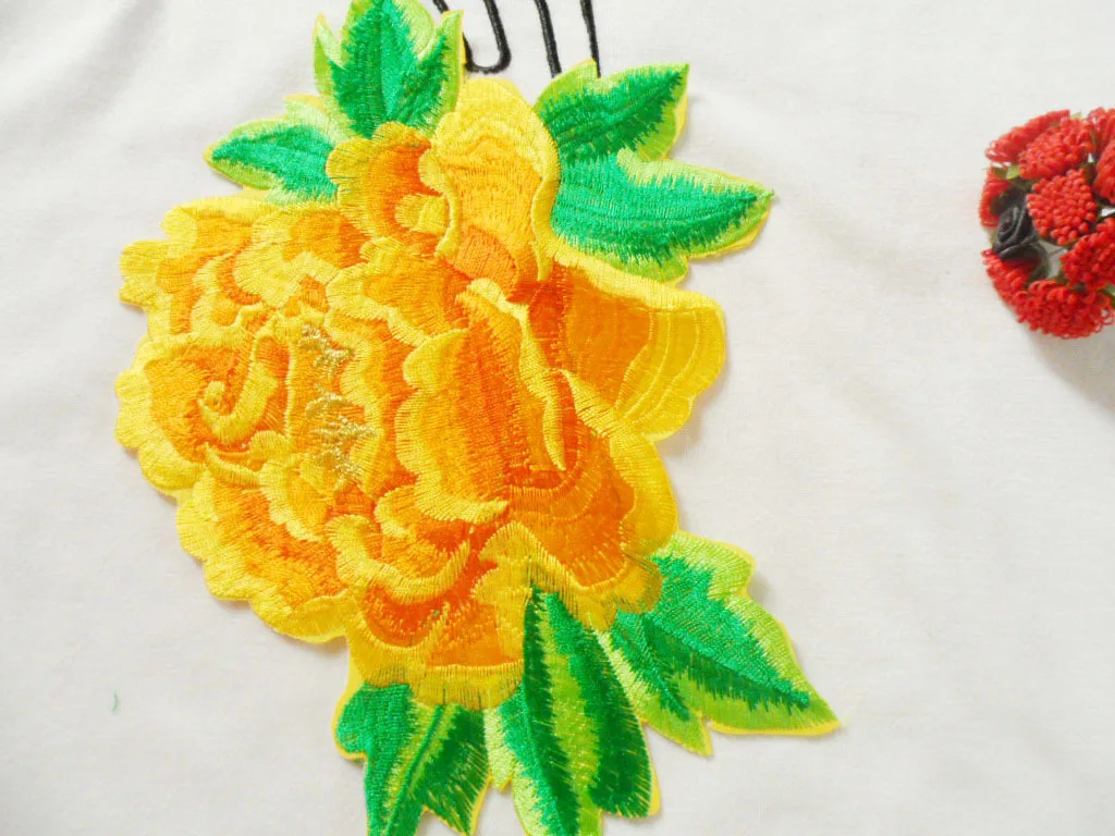 Пион цветок патч цветы патчи железа на вышивке Цветочные Патчи для одежды