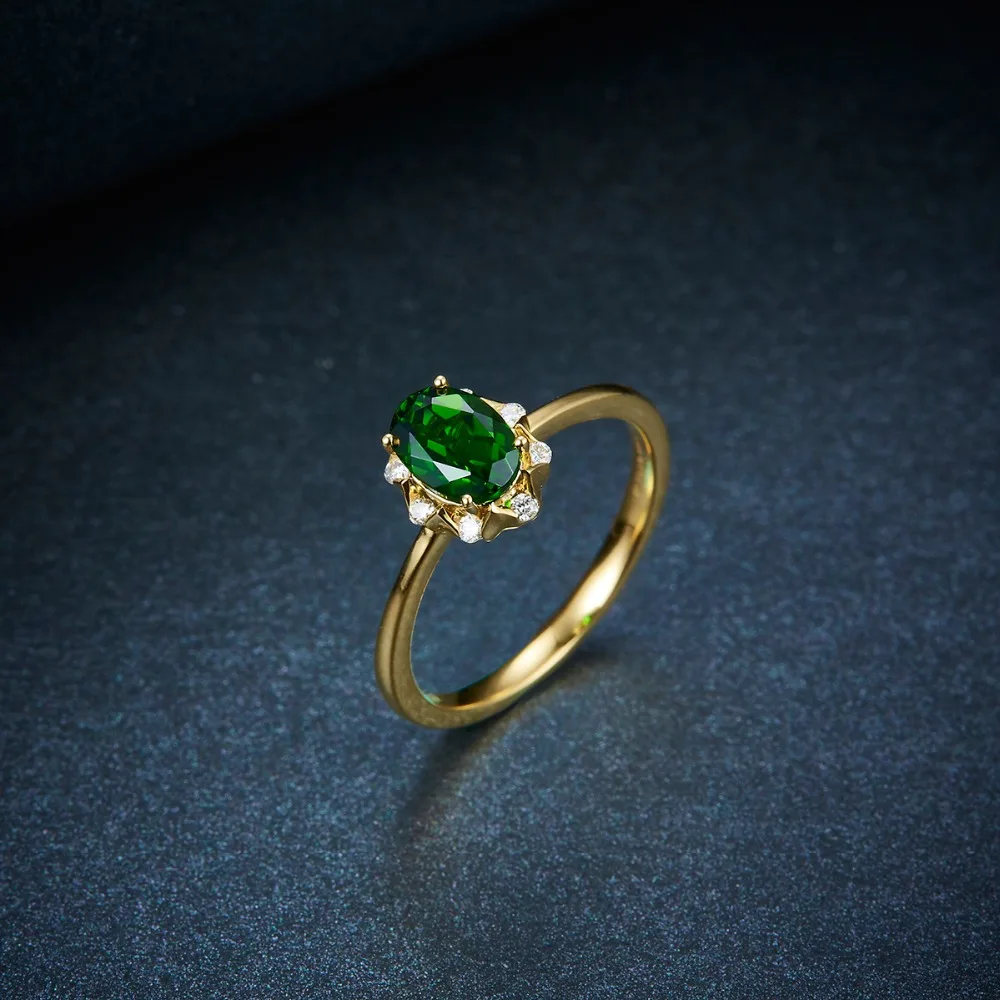 LP индивидуальные 1.01CT натуральный Россия хром диопсид Алмаз Твердые 18 К желтое золото Трендовое обручальное кольцо ювелирные украшения для женщин