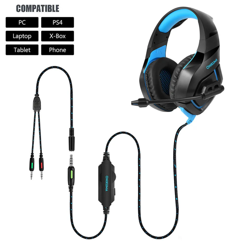 ONIKUMA PS4 гарнитура Casque PC Gamer бас Игровые наушники с микрофоном+ профессиональная проводная USB игровая мышь