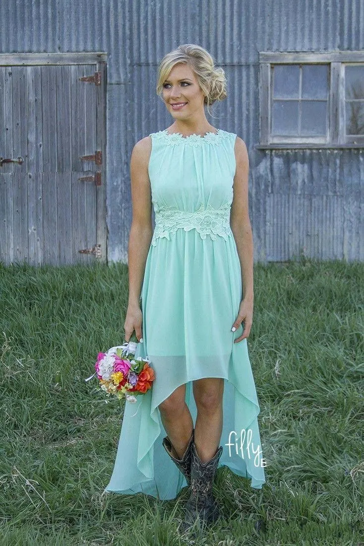 Страна Коралловые Цветные Платья Невесты Шифон Спинки Высокий Низкий Maid of Honor