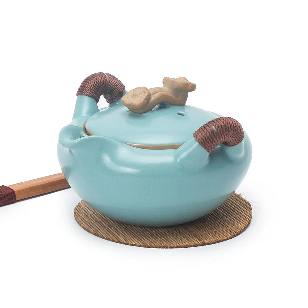 Newchinaroad Jun kiln ware porcelain portable Chinese Kungfu tea pot set ceramic kettle with filter strainer | Дом и сад