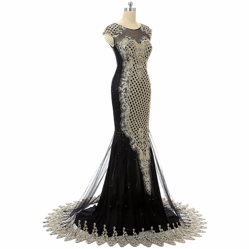 Forevergracedress уникальный роскошный черный платье для выпускного вечера Русалка Sheer Средства ухода за кожей шеи бисером Длинные официальная Вечеринка платье плюс Размеры