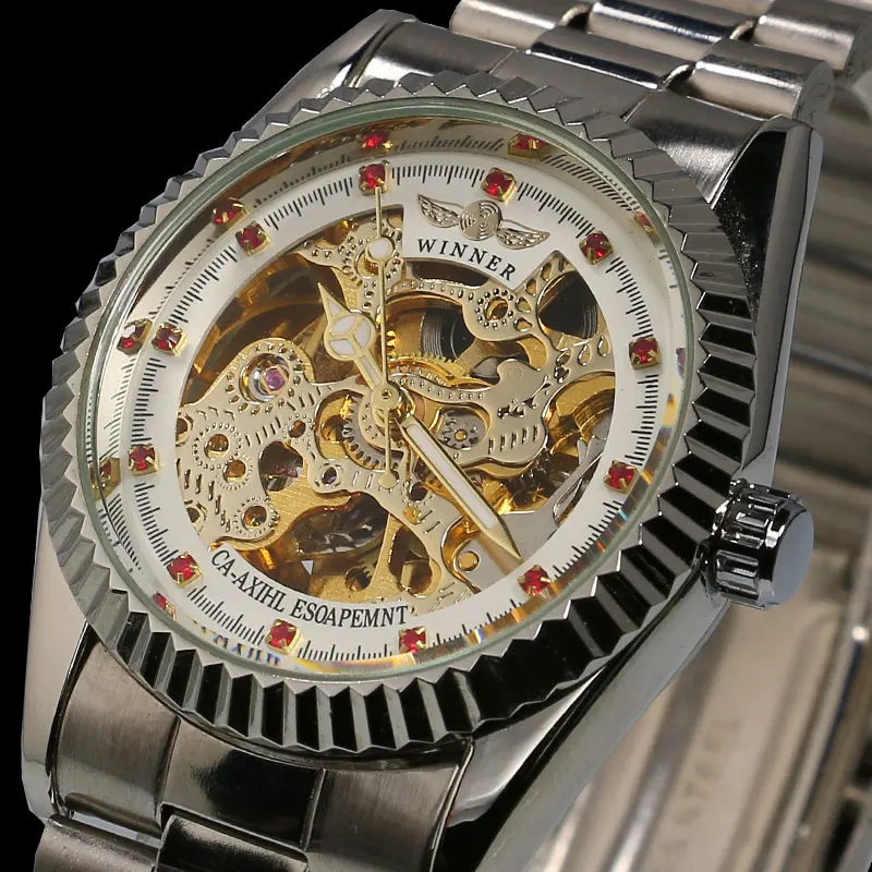 2016 новые модные женские механические часы со скелетом серебряные стальные Relogio