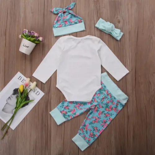 4 шт.! Для новорожденных Одежда для маленьких девочек комбинезон боди + брюки с