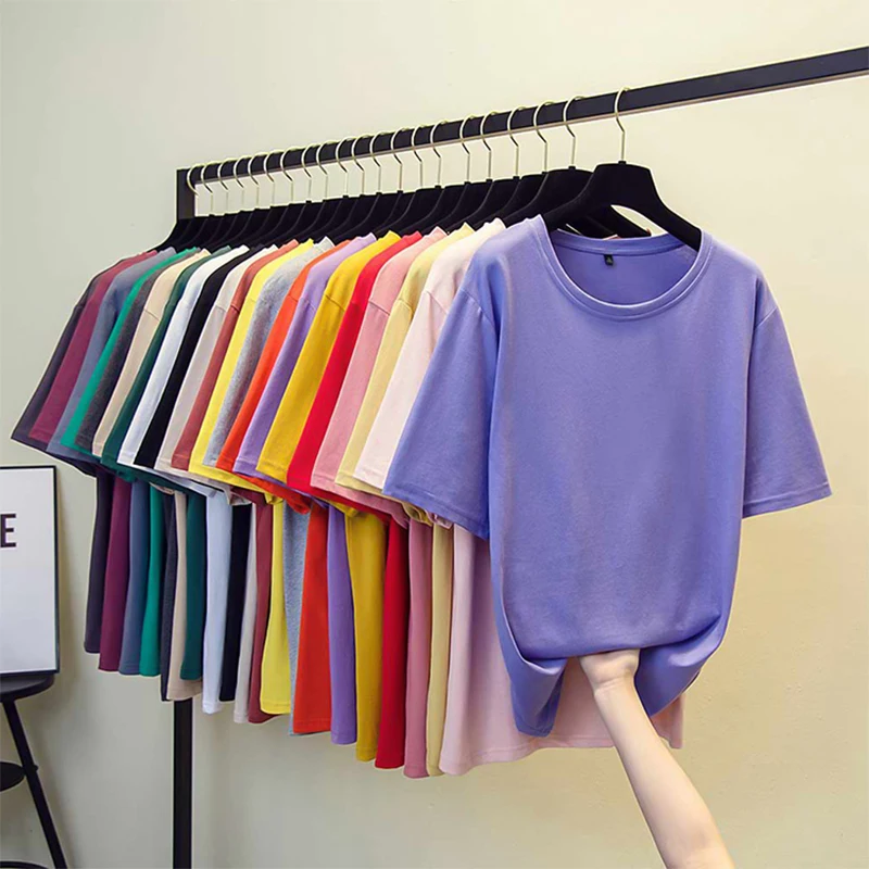 Женские футболки 21 цвет хлопковые женские топы рубашки свободная футболка лето