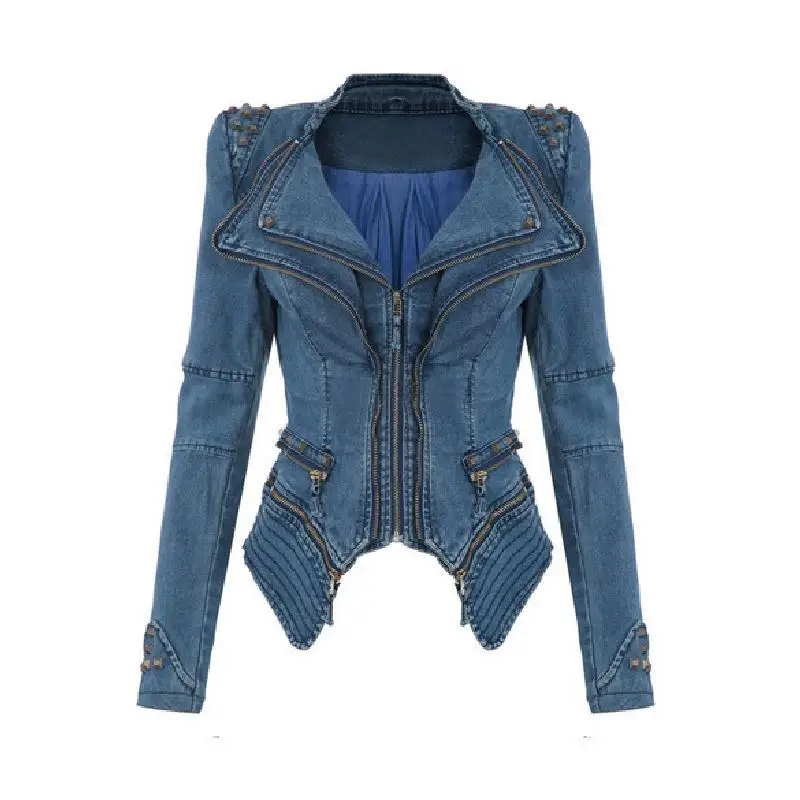 Горячая тонкая джинсовая куртка для тела Женская модная Военная короткая с