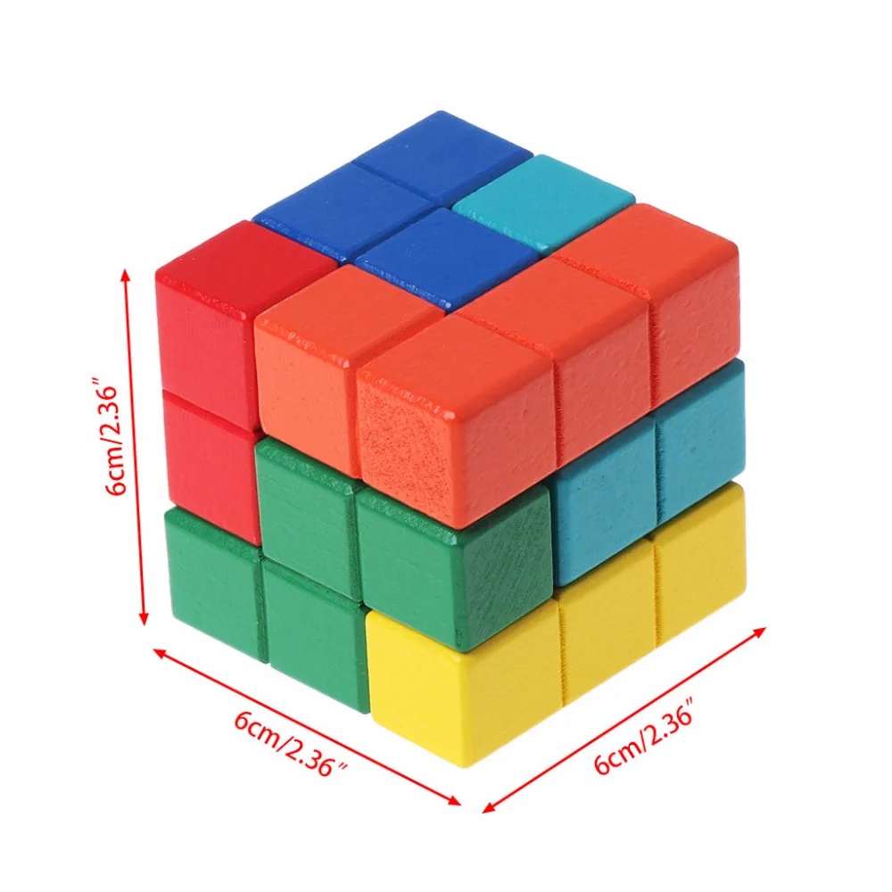 

Tetris Magic Cube Multi-color 3D Wooden Puzzle Educational Brain Teaser Game