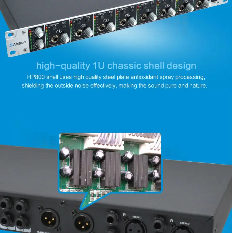 Alctron HP800 Профессиональный 8-канальный многофункциональный наушников предусилитель, усилитель для наушников, Pro усилитель для наушников