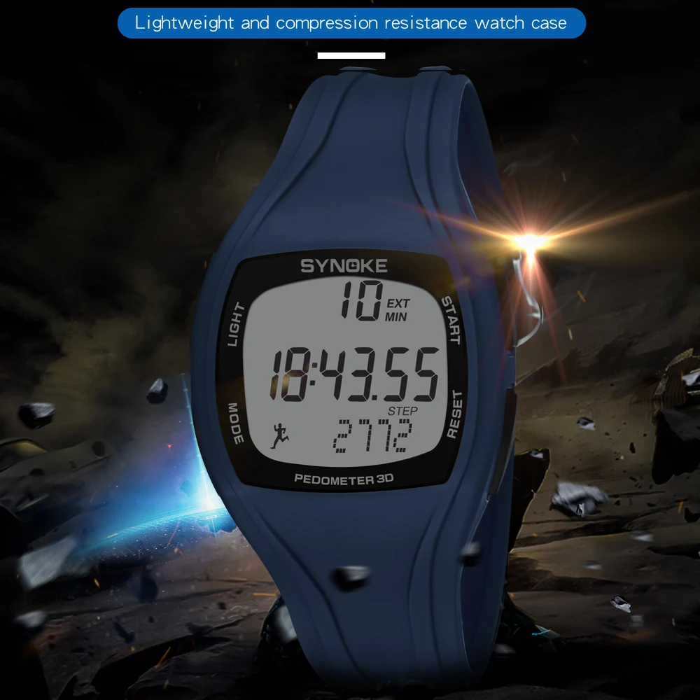SYNOKE Reloj Hombre, Цифровые мужские часы с шагомером, хронографом, светодиодный, ударный, водонепроницаемые, цифровые спортивные часы, мужские часы, Wristwacth