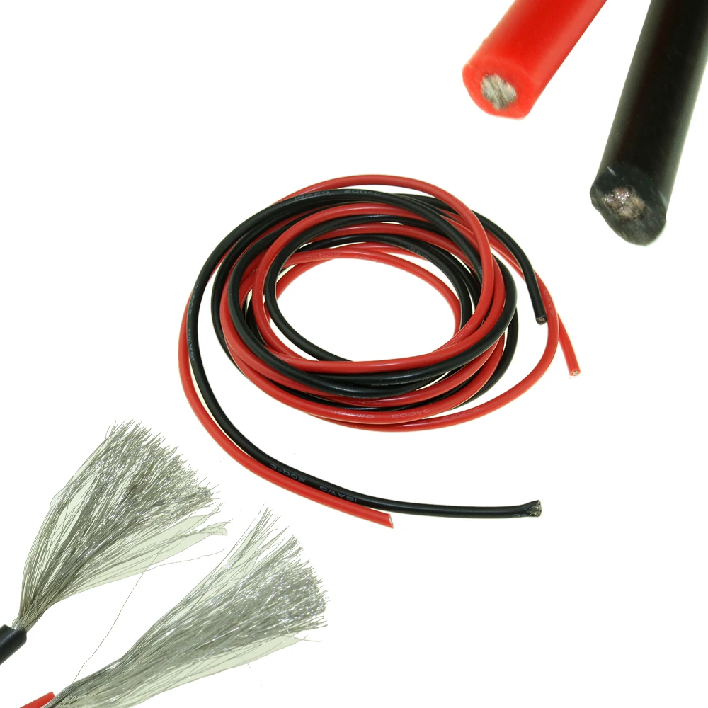 1 метр красный + Черный силиконовый провод кабель 12AWG 14AWG 16AWG 18AWG 20AWG 22AWG 24AWG