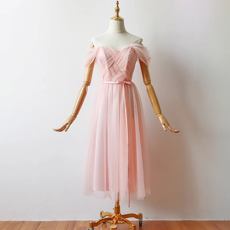 Платье До Колена розового цвета для свадебной вечеринки женское платье подружек